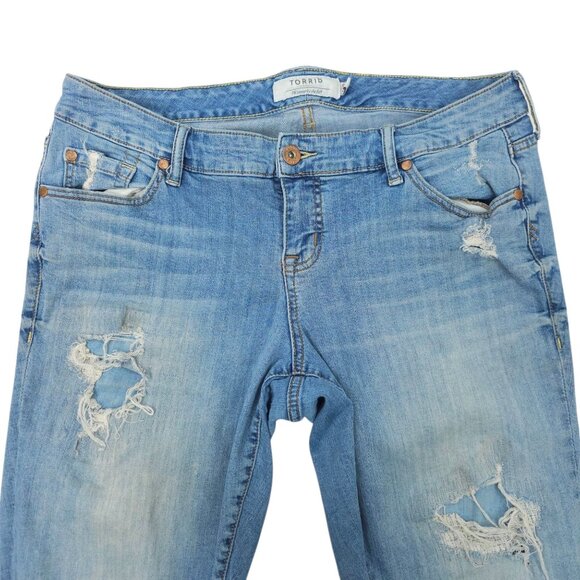 Torrid Distressed Ripped Jeans Womens Size 14R Mid Rise Stretch Skinny Denim - Picture 8 of 14